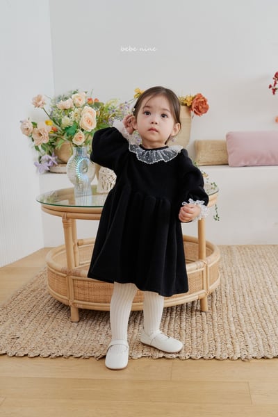 bebe nine32 (65cm-115cm) 2色蕾絲領綁帶洋裝7