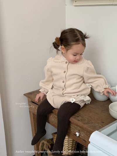 JE 606｜(73-100cm)  絨毛翻領吊帶褲套裝18