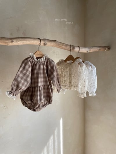 Anne Shirley15｜(3m-22m) 1色格紋蕾絲縮口包屁衣13