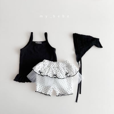 my_bebe33｜(80-120cm) 荷葉捲邊細肩背心7