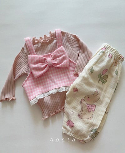 AOSTA04｜(6m-5y) 木耳邊碎花素面上衣12