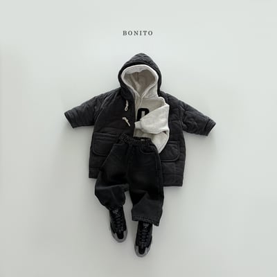 Bonito55｜(75cm-125cm) 牛角扣絎縫刷毛連帽大衣外套8