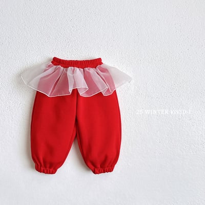 vivid32｜(78cm-125cm) 雪紡裙擺休閒縮口褲5