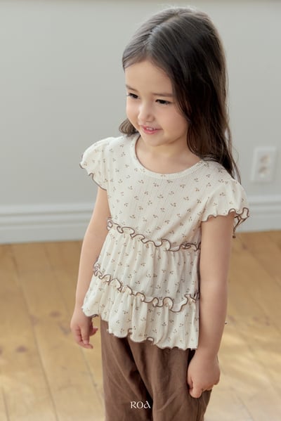 ROA23｜(6m-18m) 2色櫻桃捲邊層次上衣1