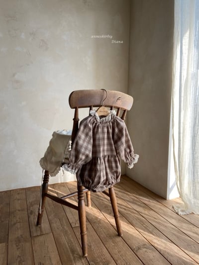 Anne Shirley15｜(3m-22m) 1色格紋蕾絲縮口包屁衣8