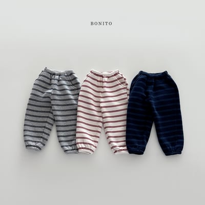 Bonito40｜(75cm-125cm) 條紋雙口袋休閒縮口褲1