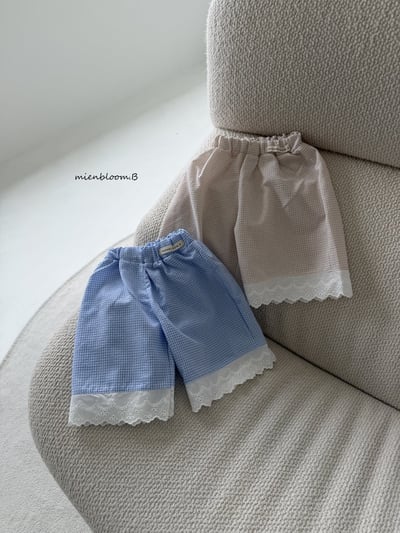 Bloom.b34｜(55cm-118cm) 格紋蕾絲花邊直筒長褲1