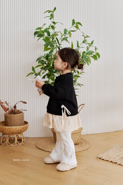 bebe nine34 (65cm-115cm) 2色撞色荷葉摺邊洋裝1