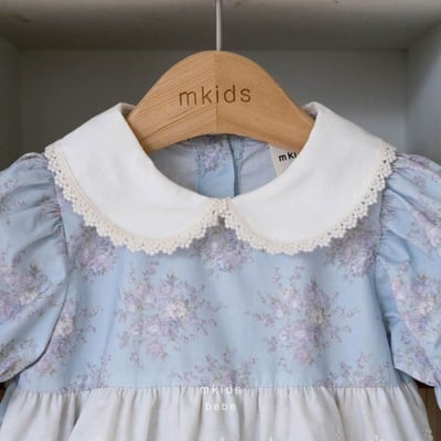 M-KIDS38｜(65-80cm) 歐式碎花滾邊包屁衣3