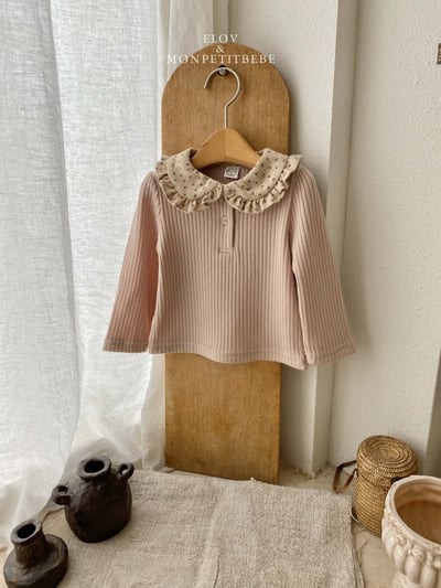 Monpetitbebe10｜(70cm-110cm) 碎花荷葉領上衣3