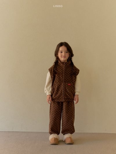 Lindo63｜(80cm-125cm) 波點磨毛休閒縮口褲14