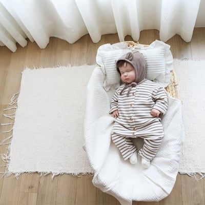 LEMONADE06｜(55cm-85cm) 2色小熊條紋包屁連身衣含帽子3