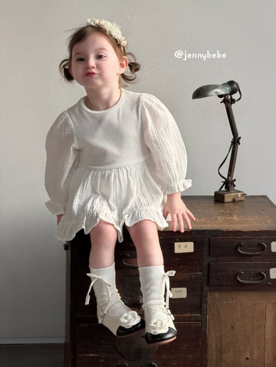 JE703｜(66-90cm) 棉紗荷葉洋裝包屁衣2