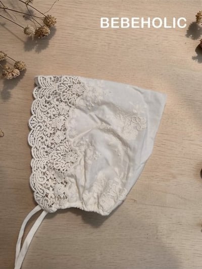 Bebe holic62｜(Free) 蕾絲花邊綁帶帽7