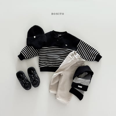 Bonito53｜(75cm-125cm) 金屬標條紋半開襟上衣9