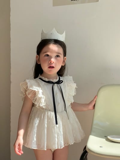 JE59｜(66-90cm) 蕾絲綁帶洋裝包屁衣9