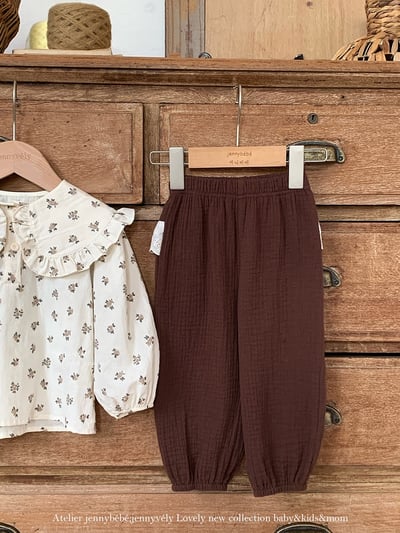 JE576｜(73-100cm) 花邊翻領碎花襯衫/棉紗花邊束口褲5