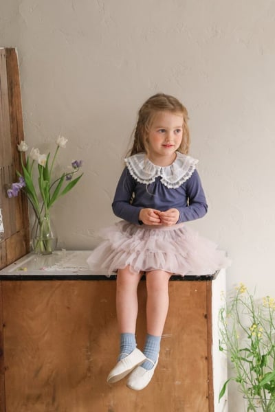 FLO42｜(75-140) 3色蕾絲翻領上衣3