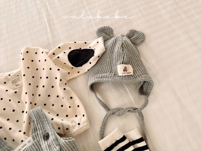 Valubebe08｜(65-80) 華夫格小熊綁帶帽9