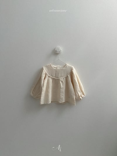 AT47｜(70-110) 蕾絲荷葉領棉麻上衣1