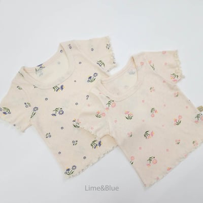 LIME&BLUE34｜(80-118cm)  木耳邊花朵套裝2