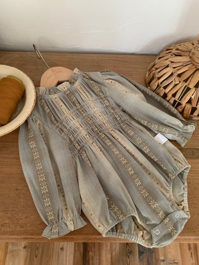 JE623｜(66cm-90cm) 復古立領花邊包屁衣5