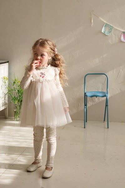 FLO16｜(75-140) 2色蕾絲滾邊薄紗洋裝2