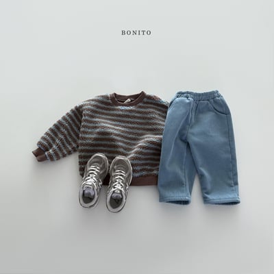 Bonito27｜(75cm-125cm) 條紋刷絨休閒上衣4