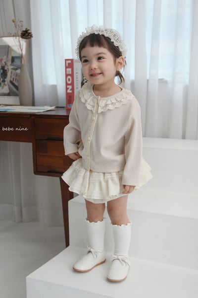 bebe nine15  (65-115) 2色蕾絲領開襟外套5