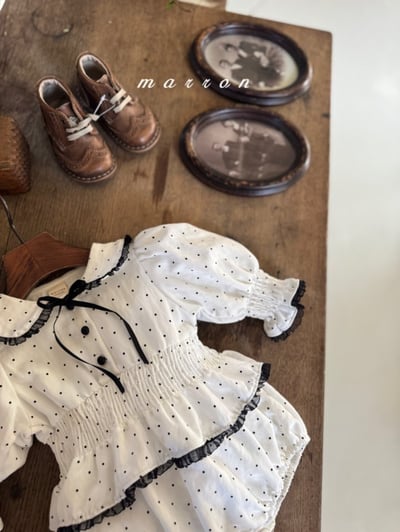 Marron59｜(3m-18m) 點點蕾絲包屁衣11