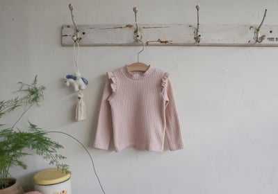 FLO17｜(80-135) 羅紋荷葉袖邊上衣20
