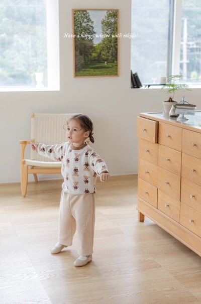 M-KIDS20｜(65-115cm) 2色燈心絨軟綿直筒長褲12