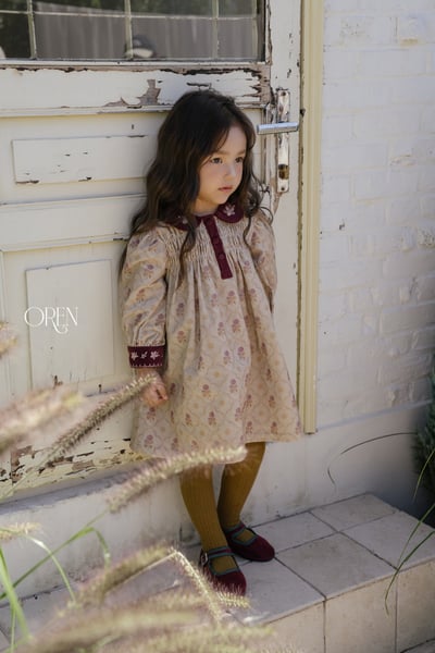 OREN08｜(85-120cm) 刺繡碎花撞色洋裝15