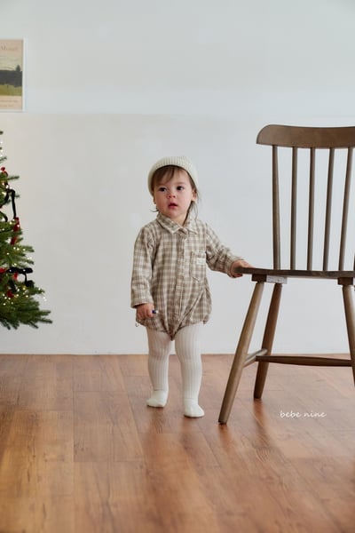 bebe nine14 (55cm-75cm) 2色紳士格紋包屁衣7