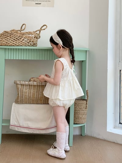 JE50｜(66-100cm) 無印花邊包屁衣/套裝2
