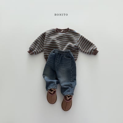 Bonito27｜(75cm-125cm) 條紋刷絨休閒上衣11