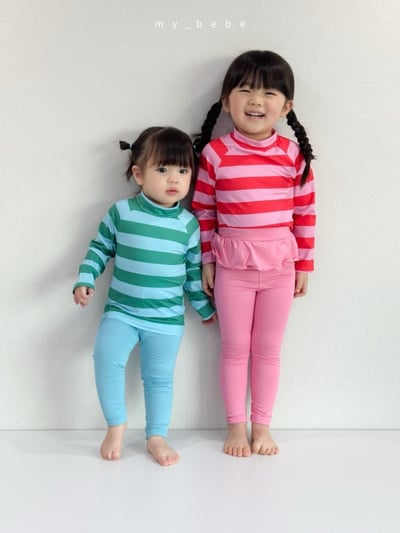 my_bebe06｜(75-105cm) 長袖防曬條紋泳衣13