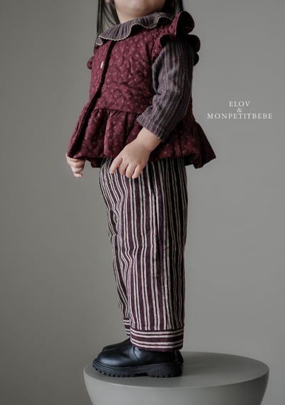 Monpetitbebe08｜(70cm-110cm) 摺邊夾層棉荷葉背心6