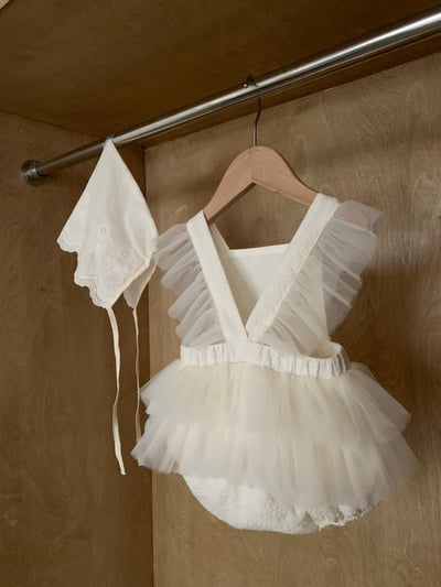 JE53｜(66-90cm) 繡花薄紗吊帶包屁衣8