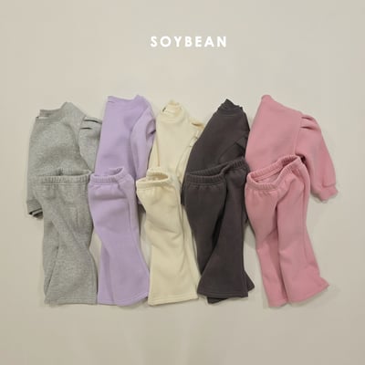 Soybean08｜(75cm-118cm) 公主袖喇叭褲內刷毛套裝3