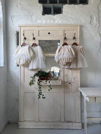 Marron 18｜(1y-6y) 花紋毛球薄紗洋裝8