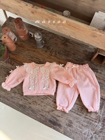 Marron04｜(1y-6y) 蝴蝶結珍珠針織開襟外套6