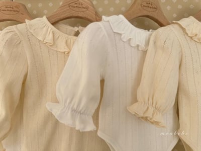 MONBEBE31｜(3m-24m) 荷葉領透氣包屁衣11