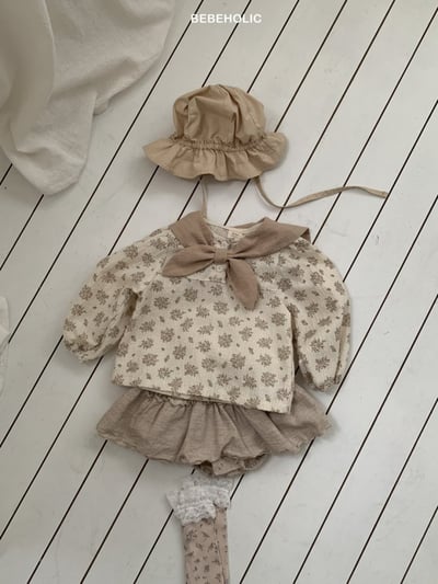 Bebe holic41｜(3m-18m) 領結碎花娃娃袖襯衫10