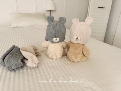 Valubebe08｜(65-80) 華夫格小熊綁帶帽12