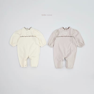 bebe nine54 (55cm-85cm) 2色捲邊領蕾絲標連身衣4