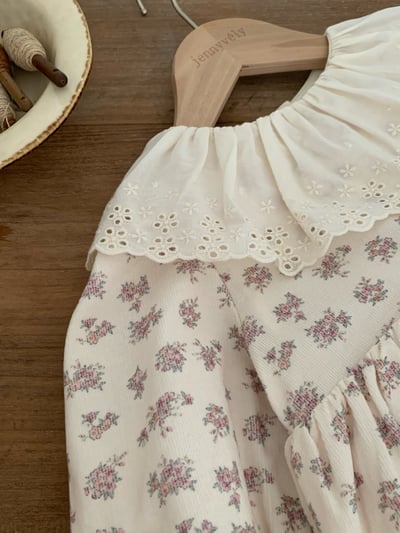 JE611｜(66cm-90cm) 蕾絲荷葉領碎花包屁衣22