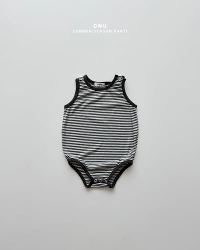 onu50｜(6m-12m) 條紋無袖包屁衣4