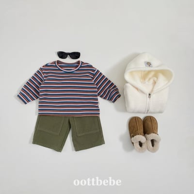 Oottbebe66｜(1y-7y)   暖絨彩條圓領上衣10