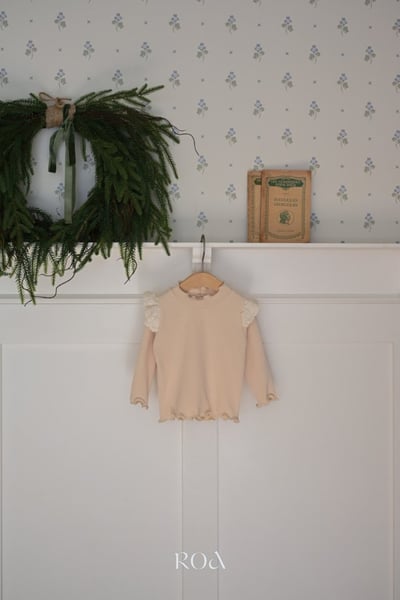 ROA38｜(6m-18m) 2色蕾絲荷葉袖捲邊上衣3